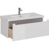 Тумба LEMARK BUNO MINI 100 см под раковину, подвесная,1 ящик, белый глянец LM05BM100T